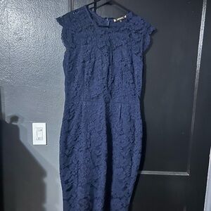 NWT Miusol Blue Sheath Midi Dress with Flutter Cap Sleeves